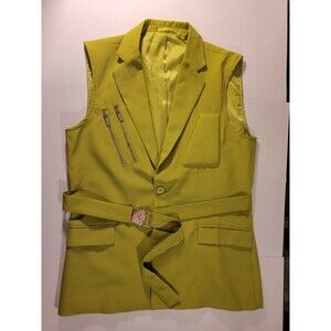 BoohooMan Men Jacket 40 Lime Green Chartreuse Vest Party Rave Fancy Zesty City